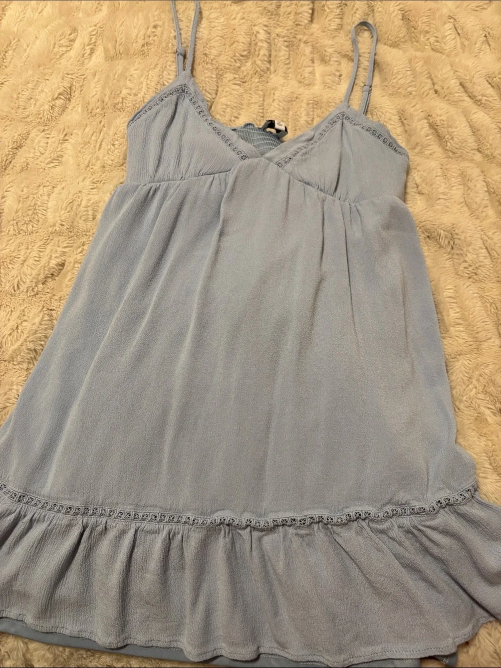 La Hearts Light Blue Ruffle-Hem Slip Dress
